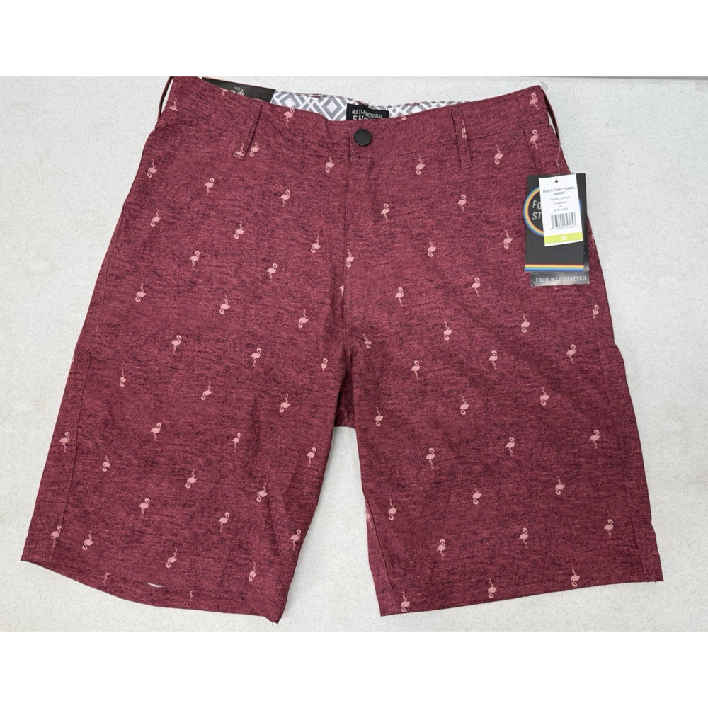 MULTI-FUNCTIONAL Short Men's 30 Flamingo Print 4 Way Stretch Trunks / Shorts